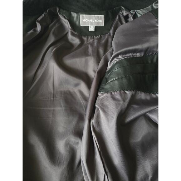 Michael Kors Black Faux Leather Perforated Moto Jacket Cuffed Size Medium - Picture 10 of 10